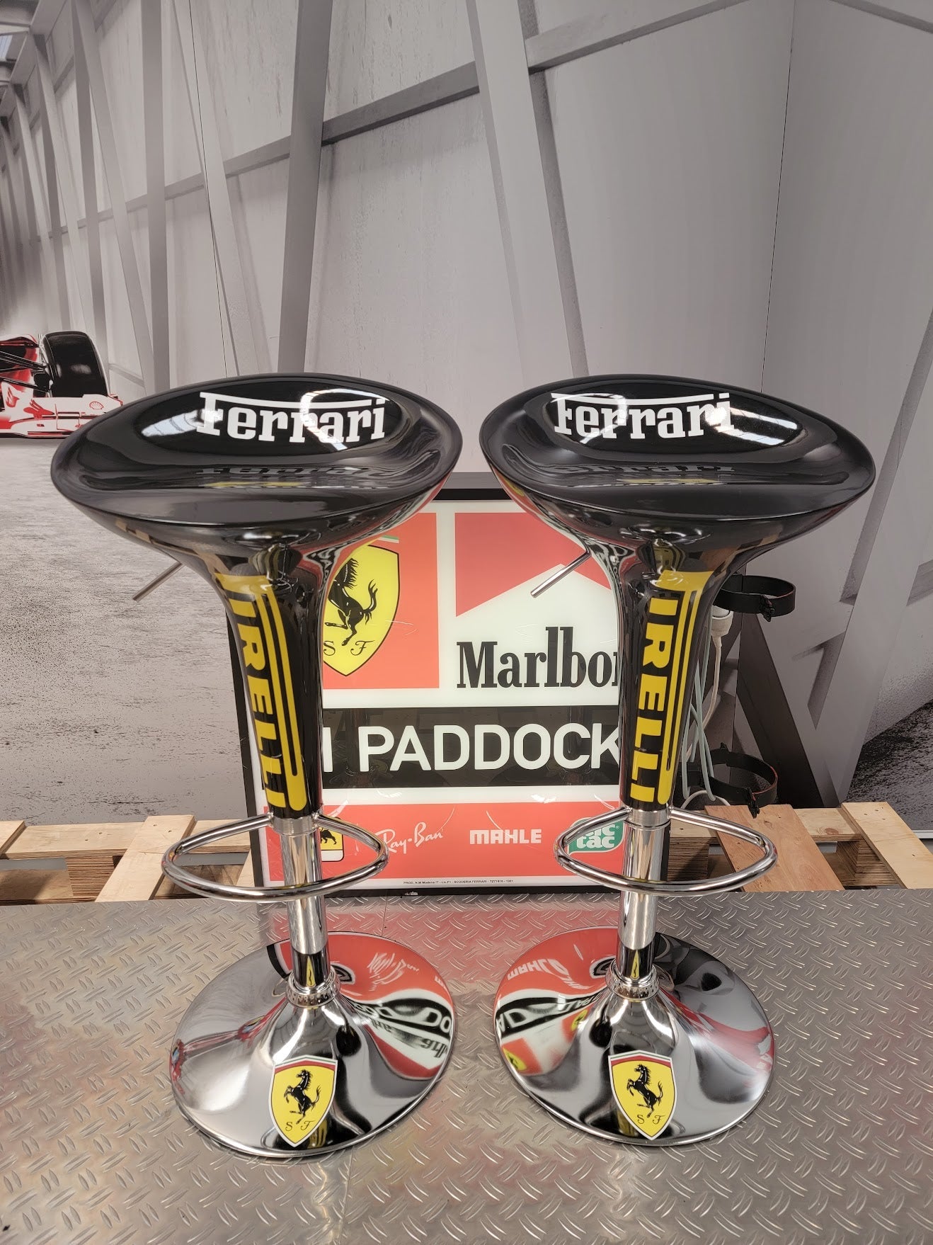 Set of 2 Scuderia Ferrari / Pirelli Stools