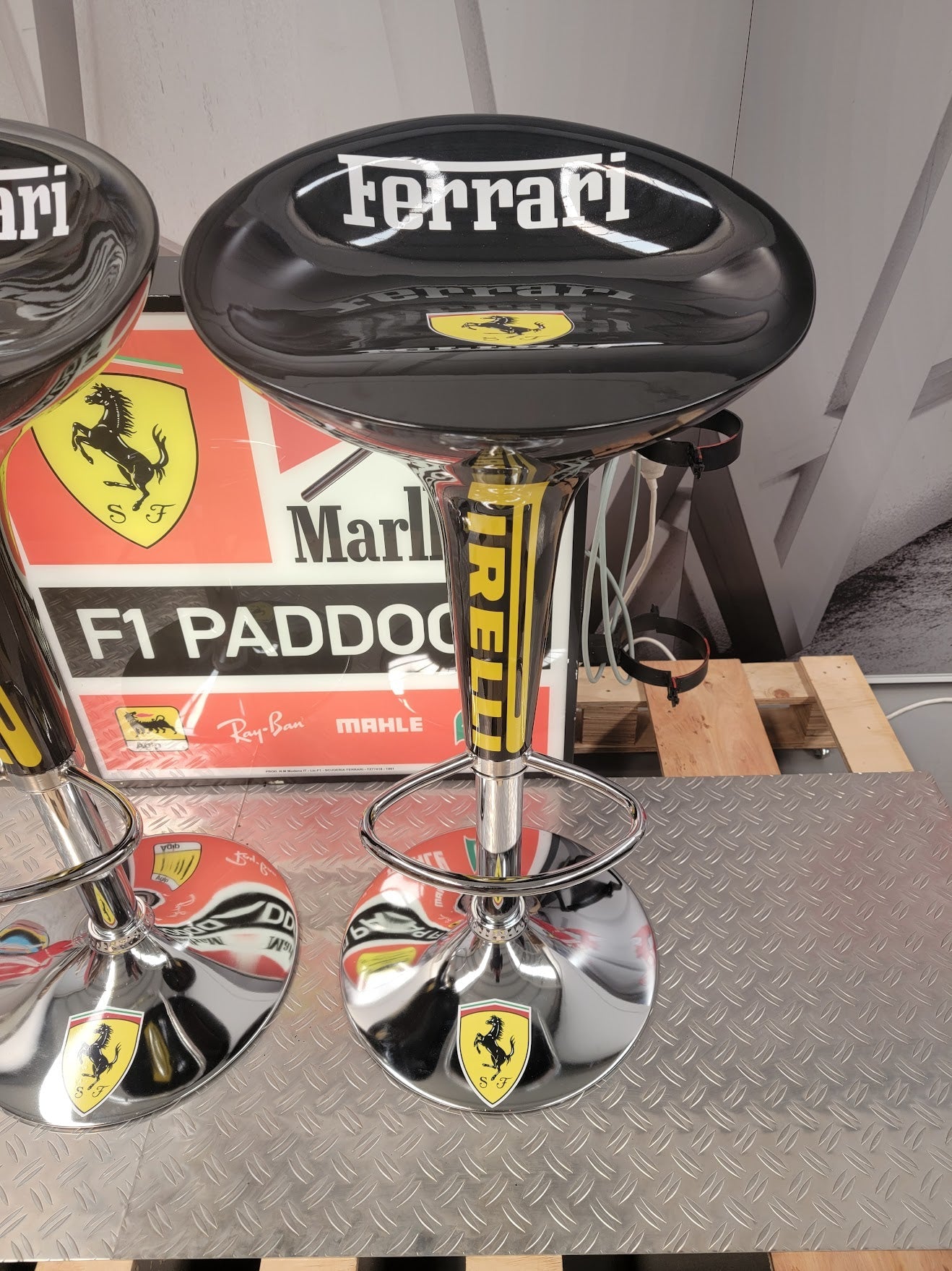 Set of 2 Scuderia Ferrari / Pirelli Stools