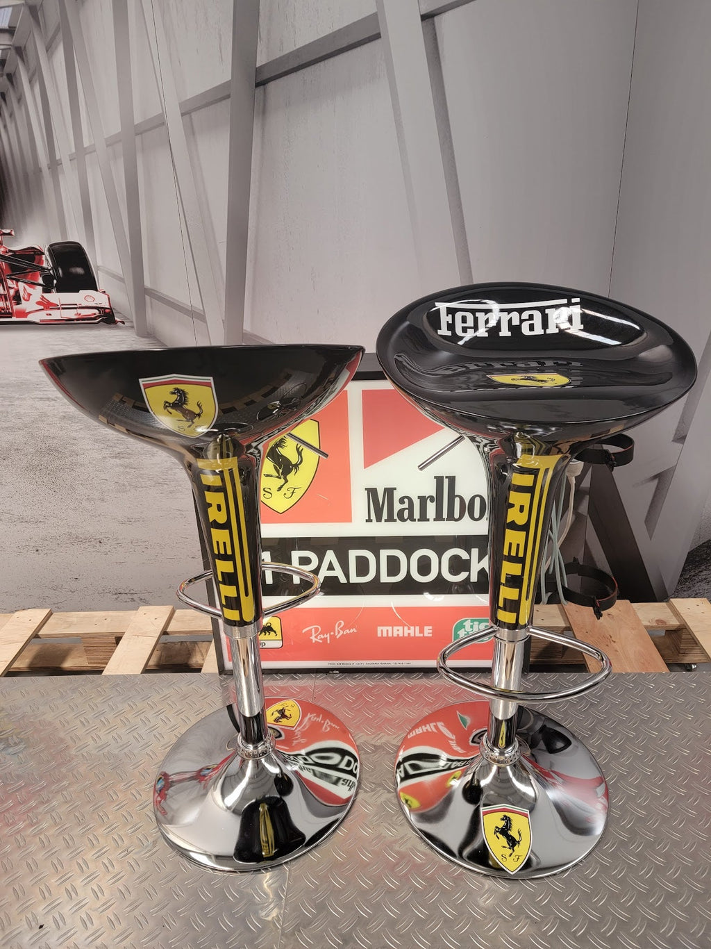 Set of 2 Scuderia Ferrari / Pirelli Stools