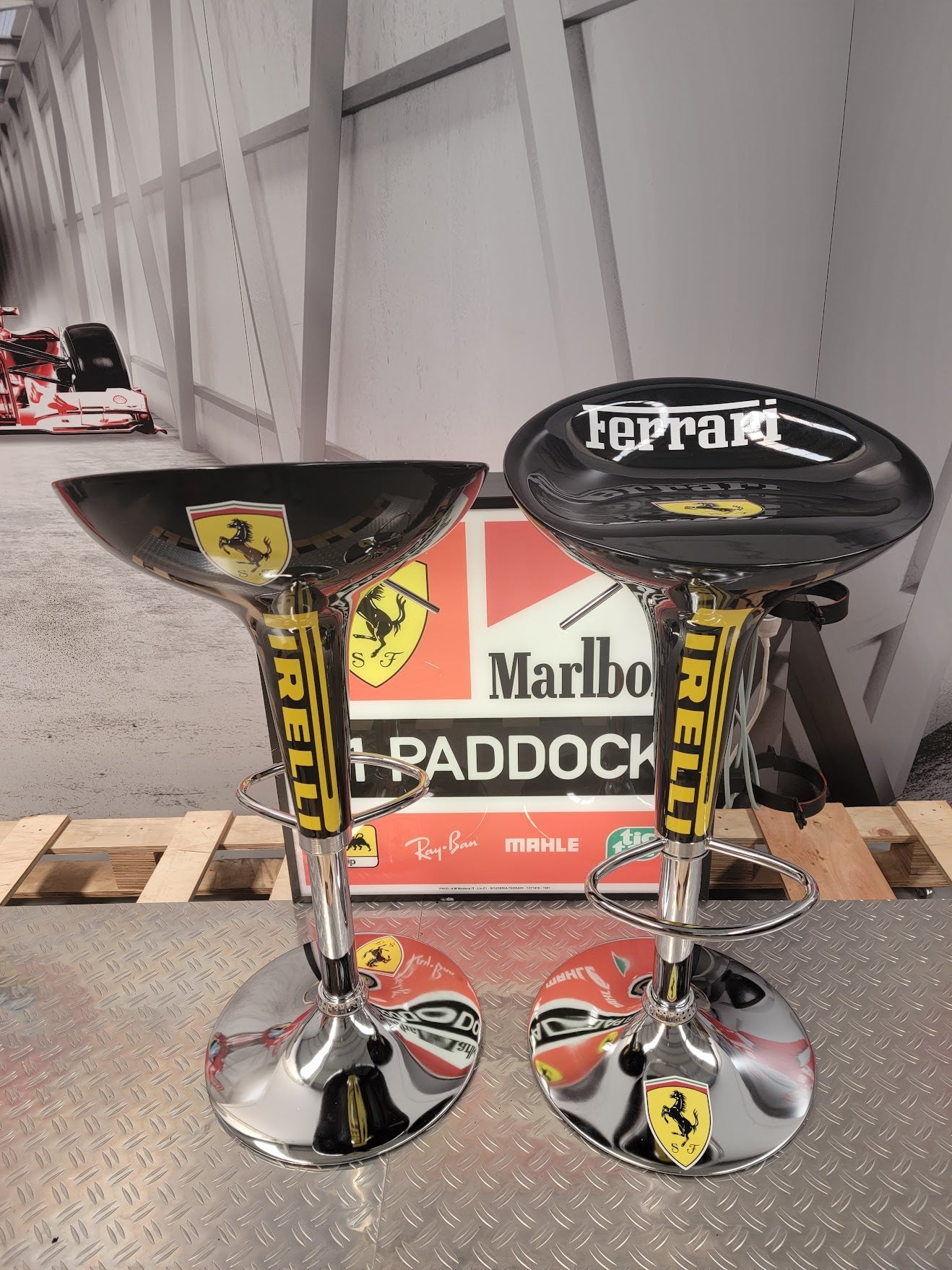 Set of 2 Scuderia Ferrari / Pirelli Stools