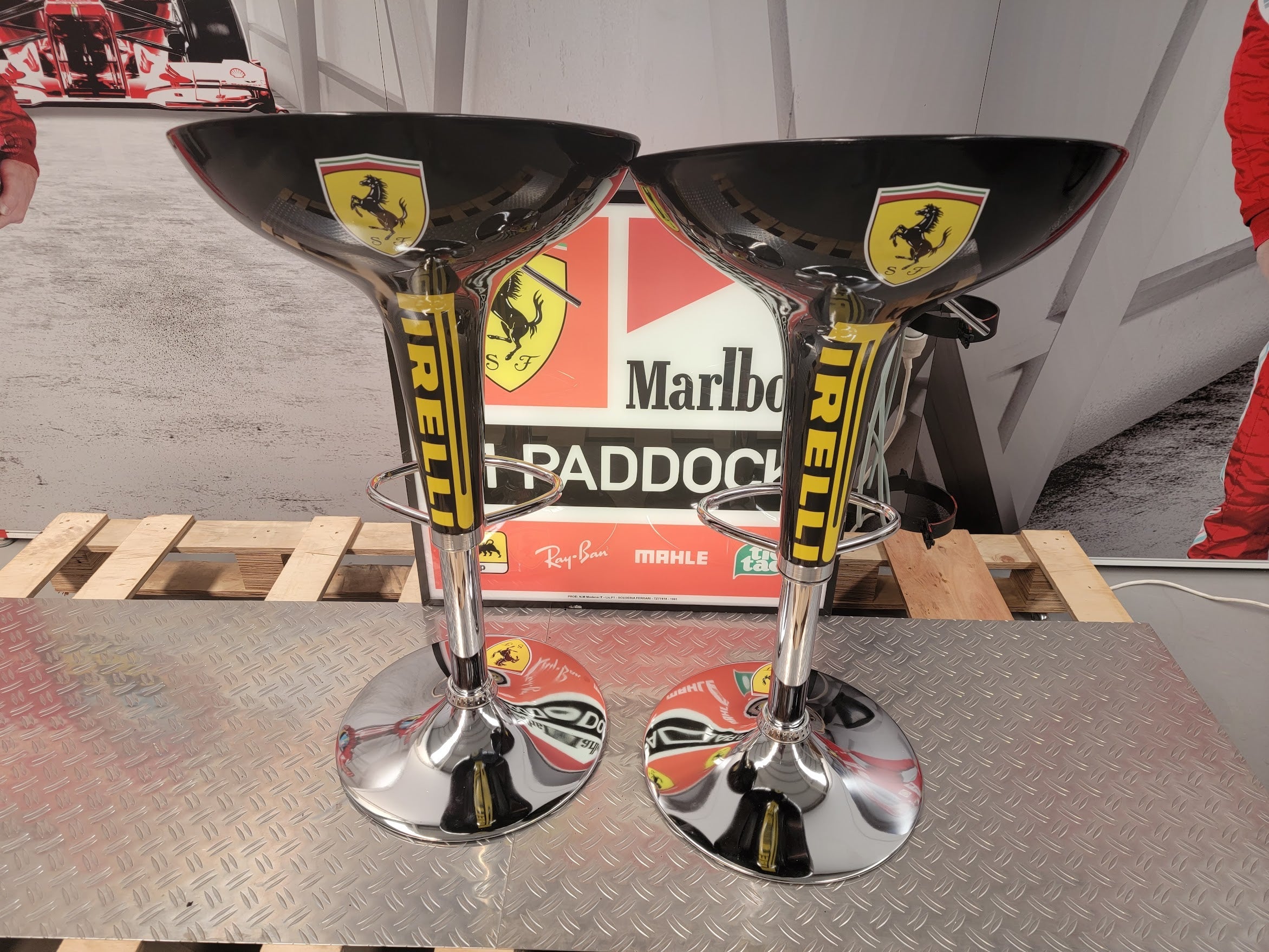 Set of 2 Scuderia Ferrari / Pirelli Stools