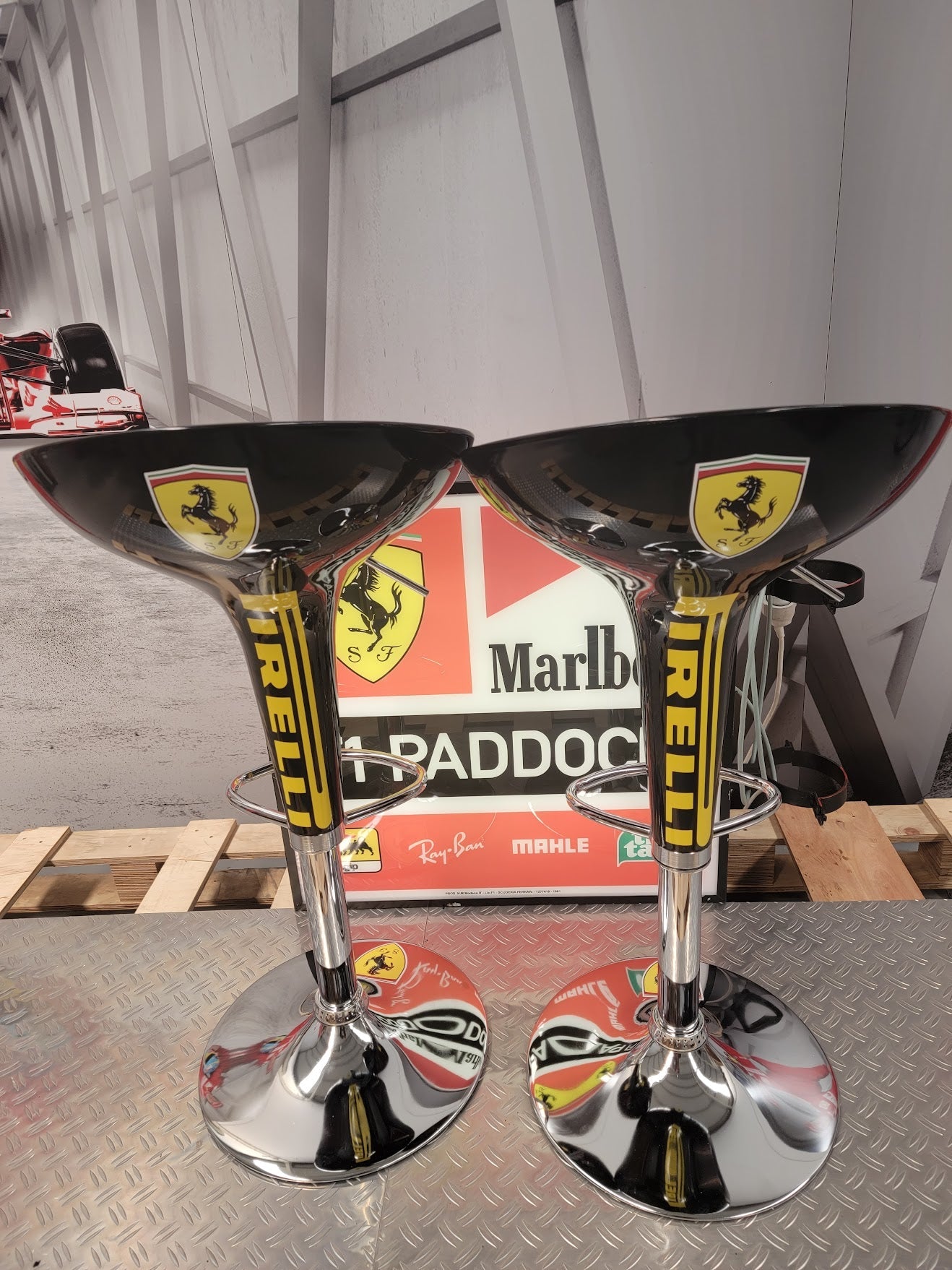 Set of 2 Scuderia Ferrari / Pirelli Stools