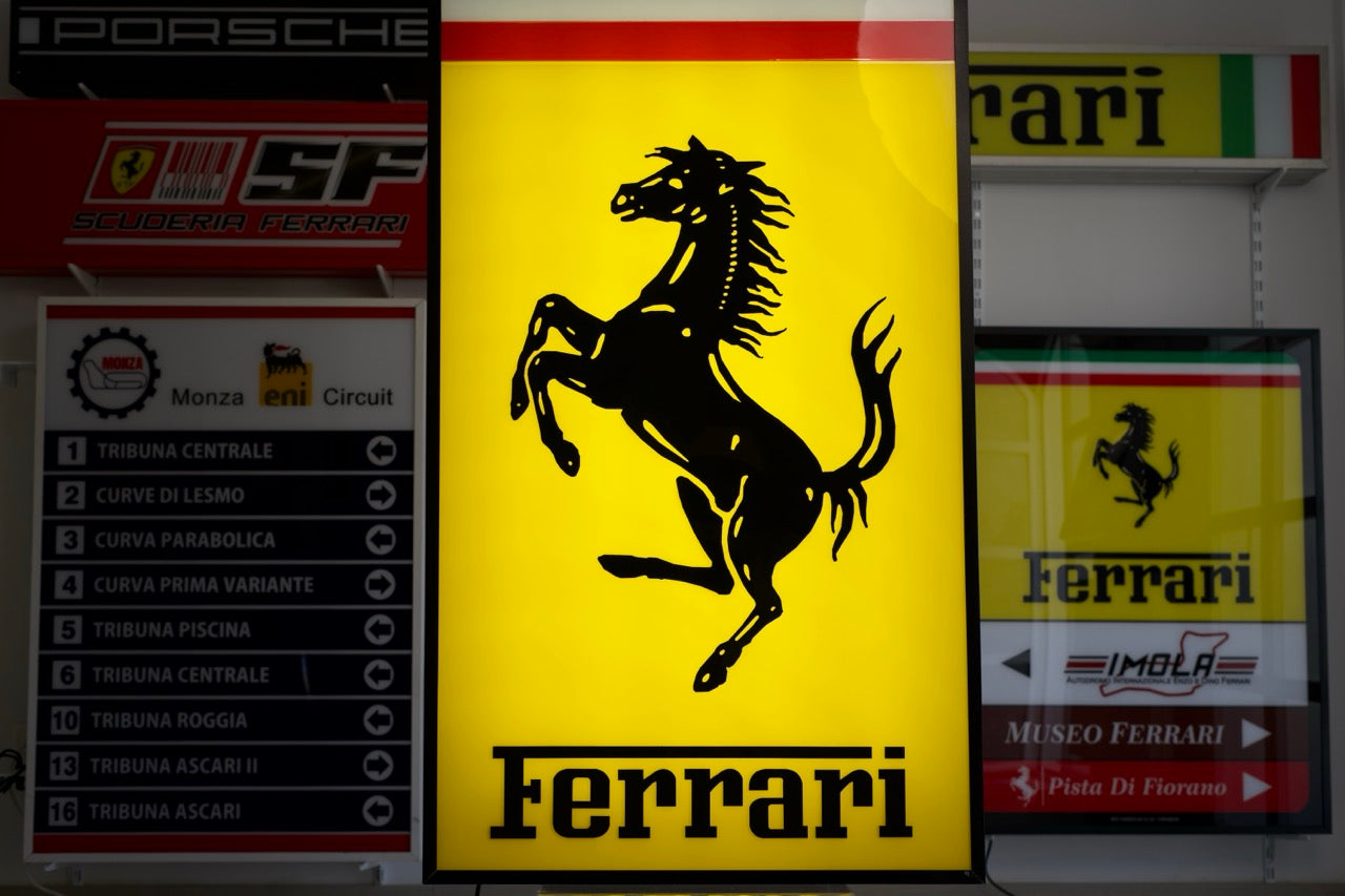 1995 Ferrari Official Dealer Embossed Illuminated Sign LIMITED EDITION