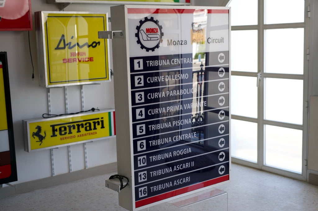 1980 original Monza track official illuminated double side sign