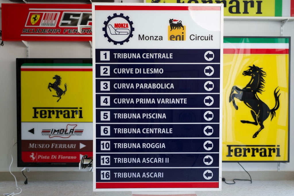 1980 original Monza track official illuminated double side sign