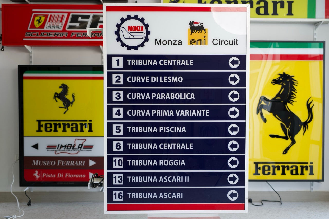 1980 original Monza track official illuminated double side sign
