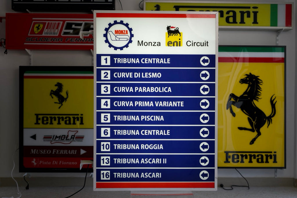 1980 original Monza track official illuminated double side sign