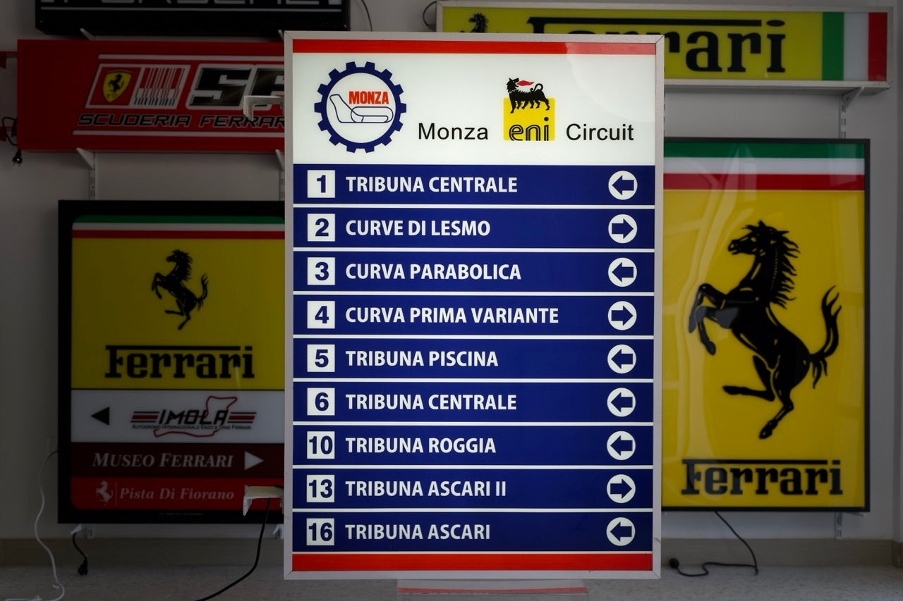 1980 original Monza track official illuminated double side sign