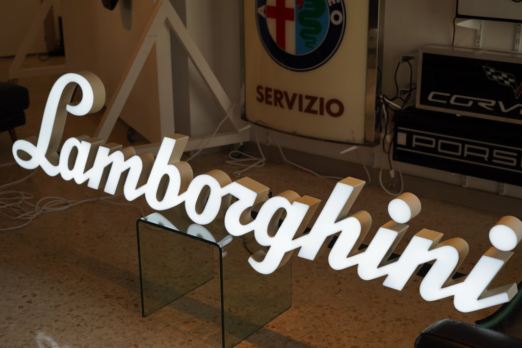 2000s Lamborghini Illuminated Official Dealer Sign - White