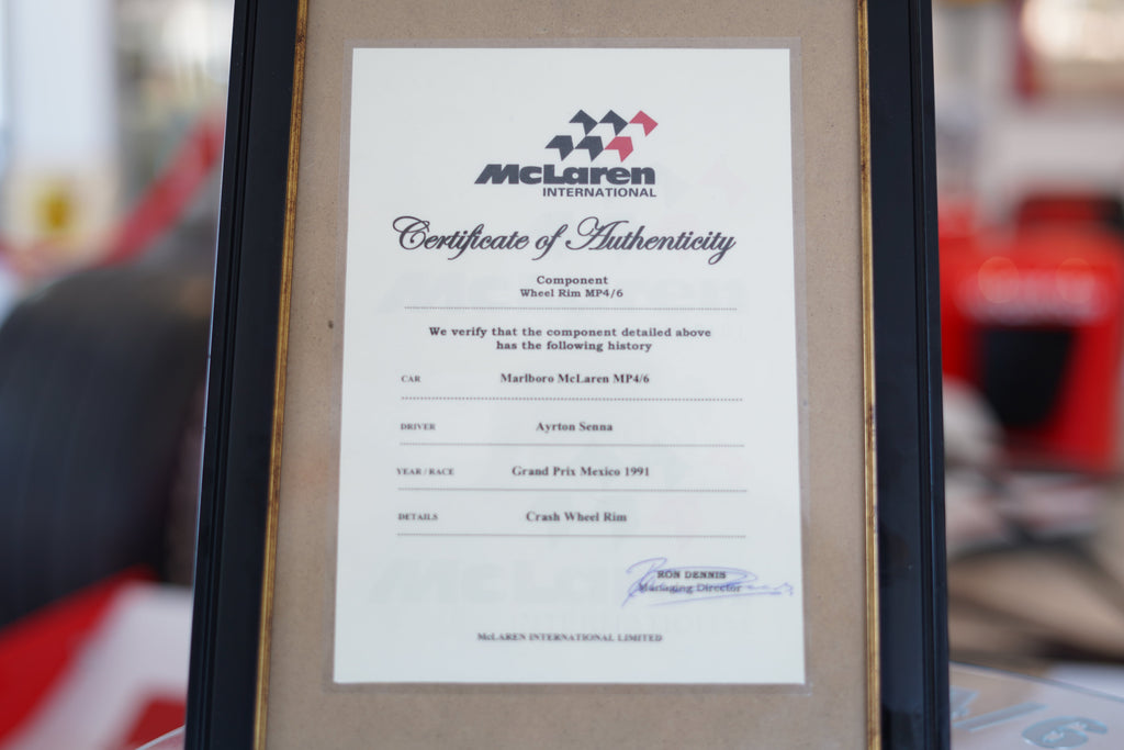 1991 Ayrton Senna rim table of the Mclaren MP4 / 6 signed