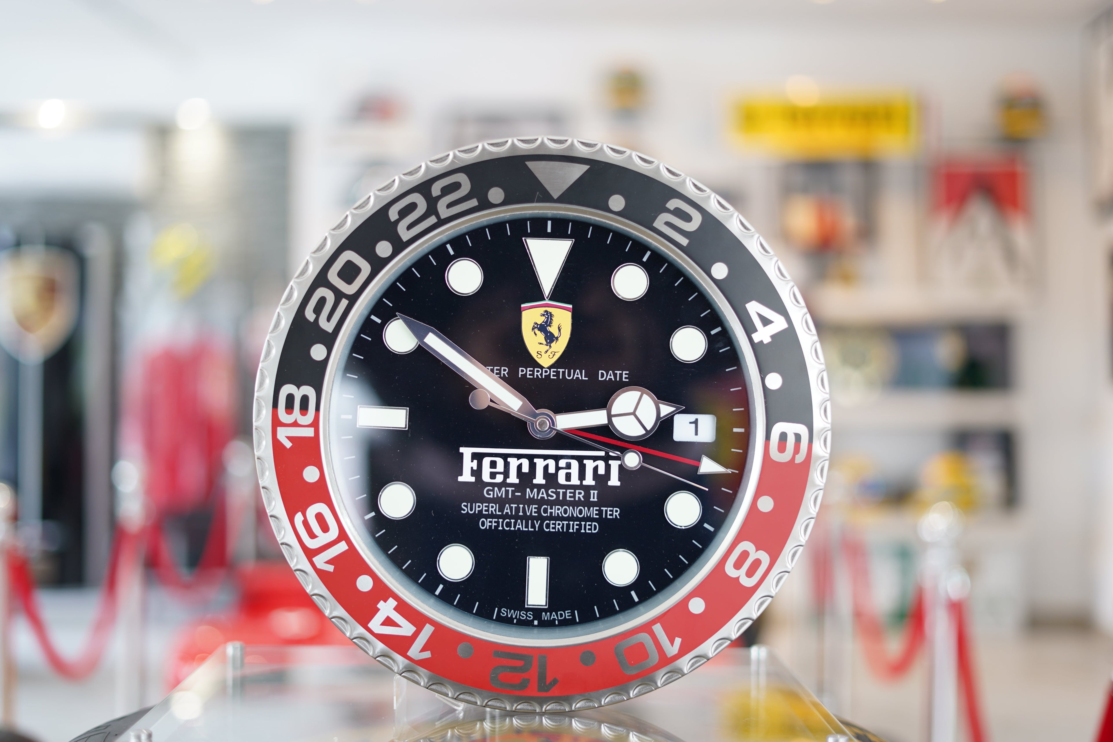 Ferrari GMT-Master II - Red Black Edition- Dealer Display Wall Clock