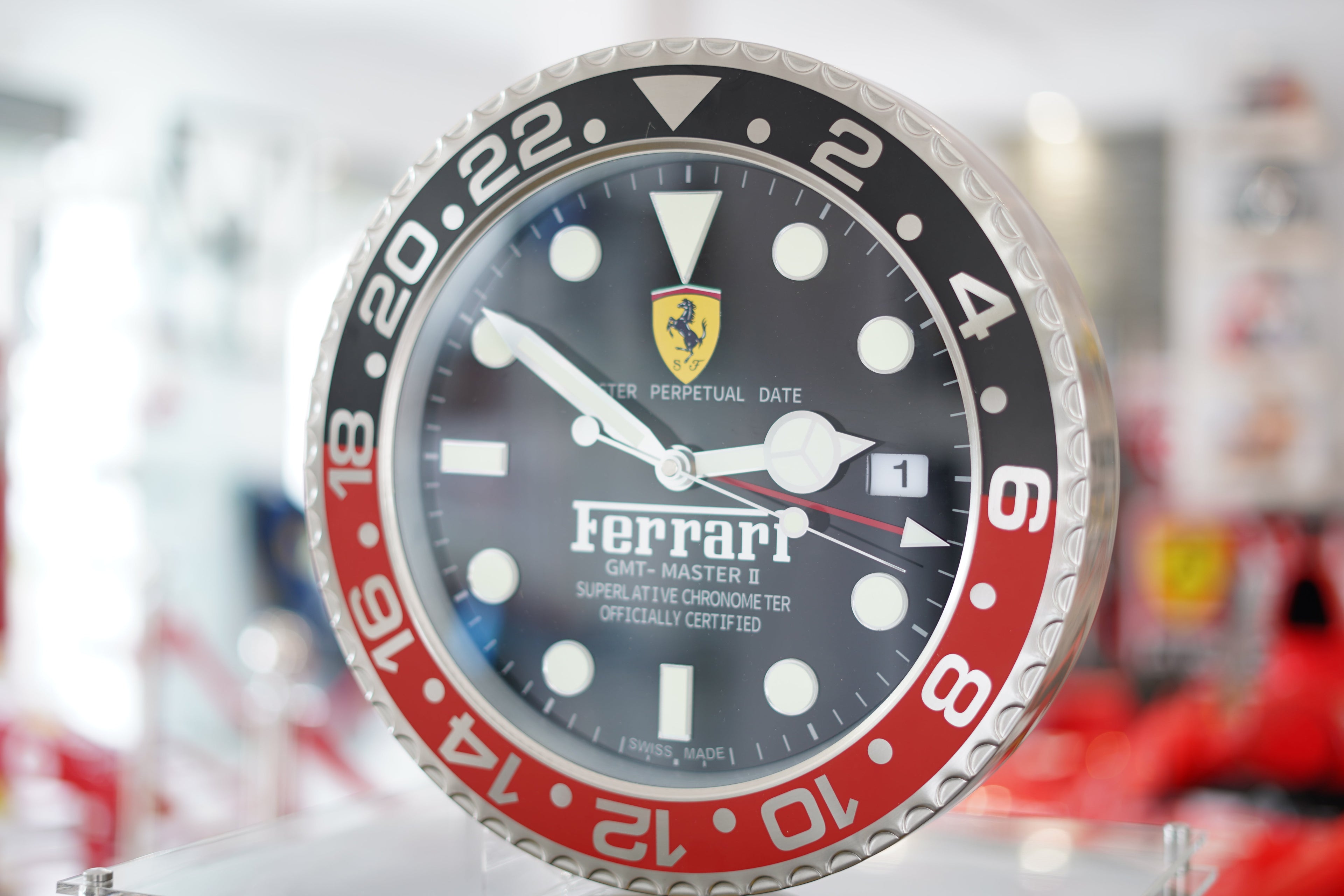 Ferrari GMT-Master II - Red Black Edition- Dealer Display Wall Clock