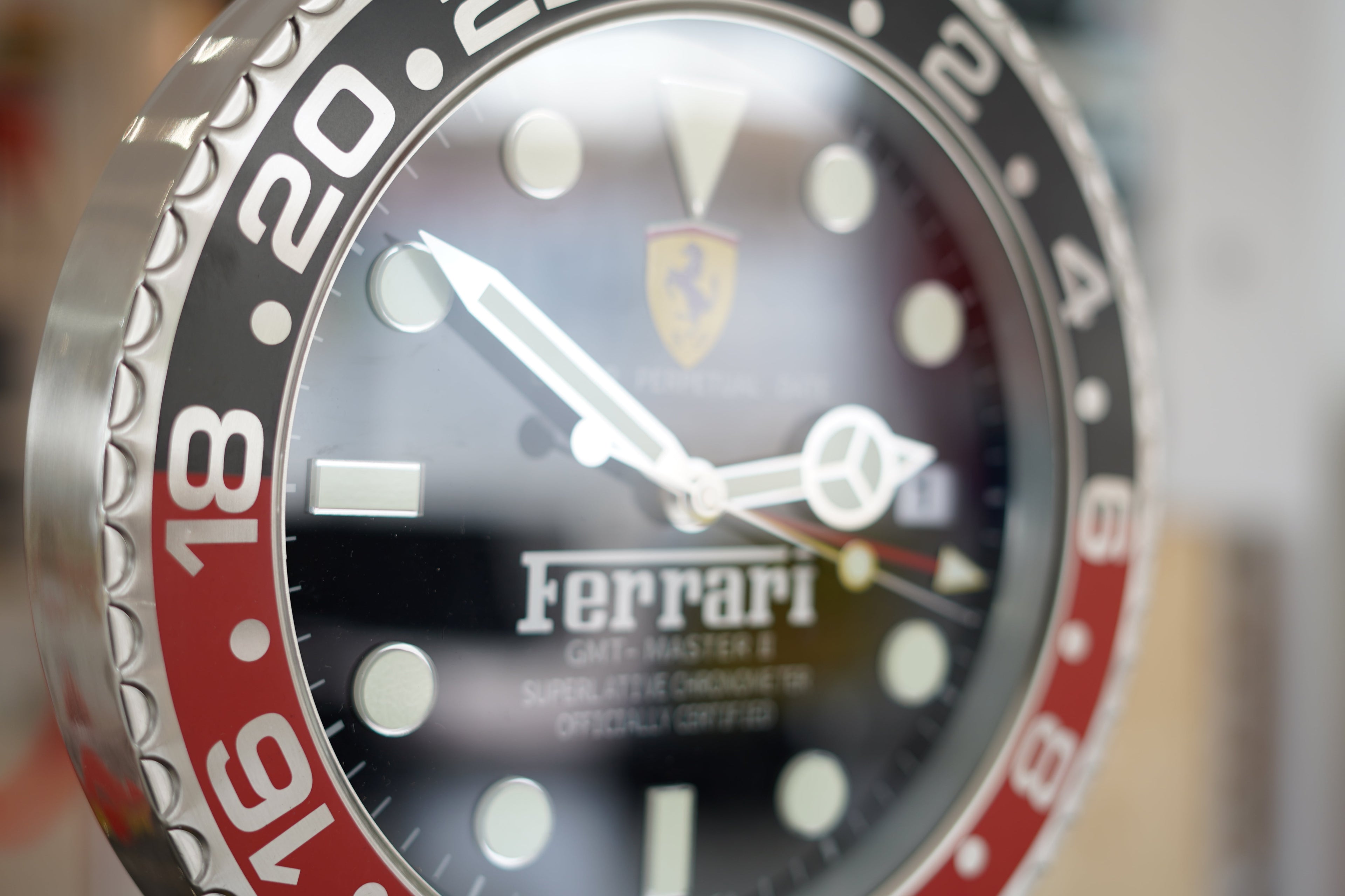 Ferrari GMT-Master II - Red Black Edition- Dealer Display Wall Clock