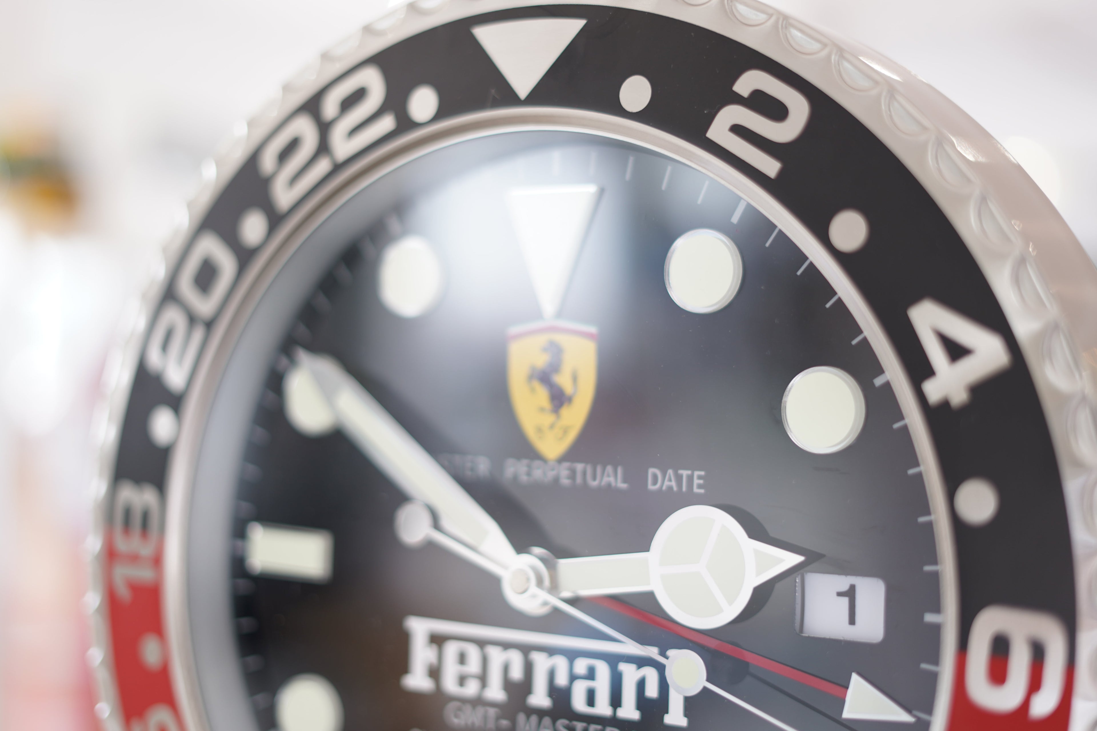 Ferrari GMT-Master II - Red Black Edition- Dealer Display Wall Clock