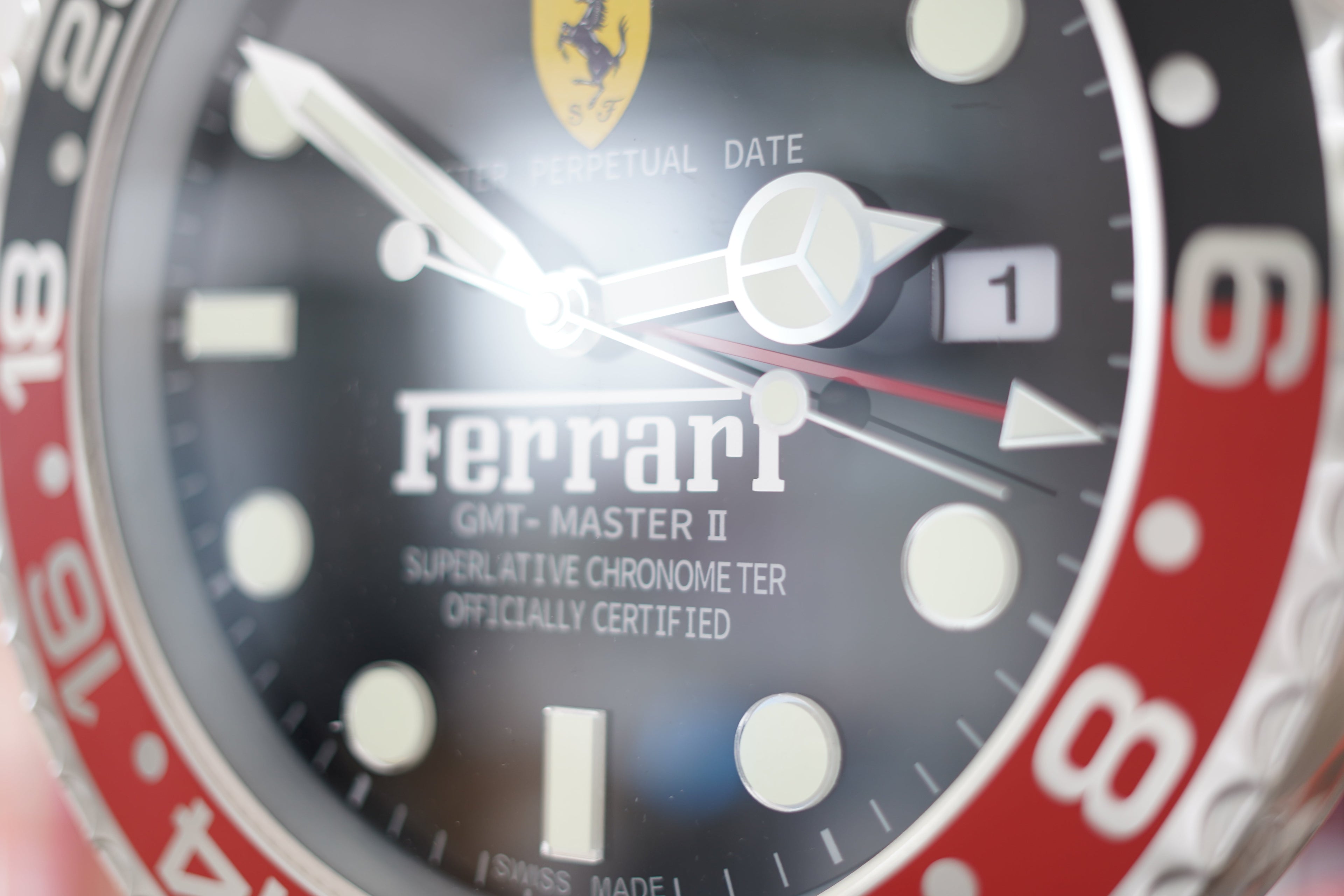 Ferrari GMT-Master II - Red Black Edition- Dealer Display Wall Clock