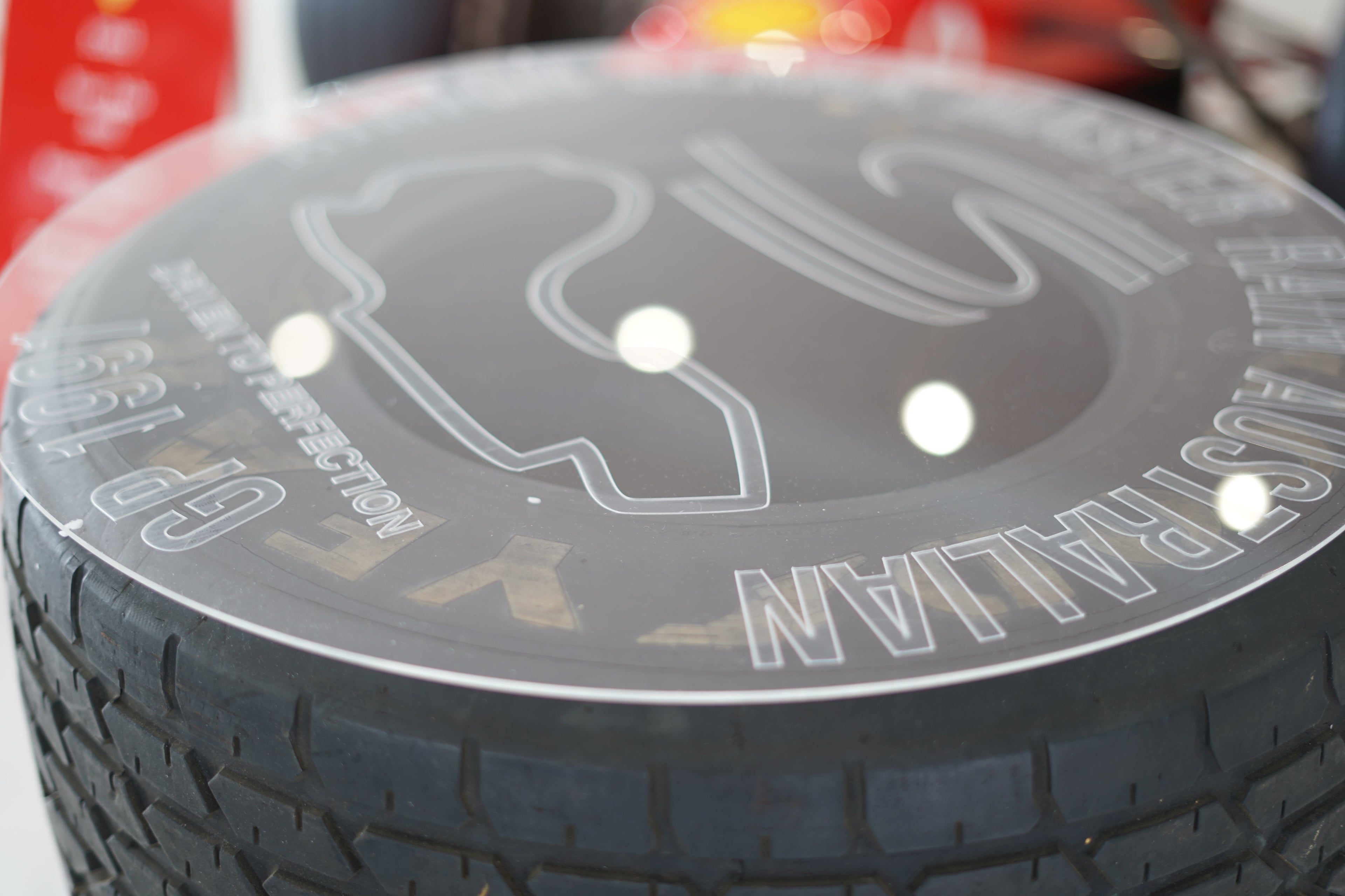 1991 Ayrton Senna MP4/6 front tire table signed