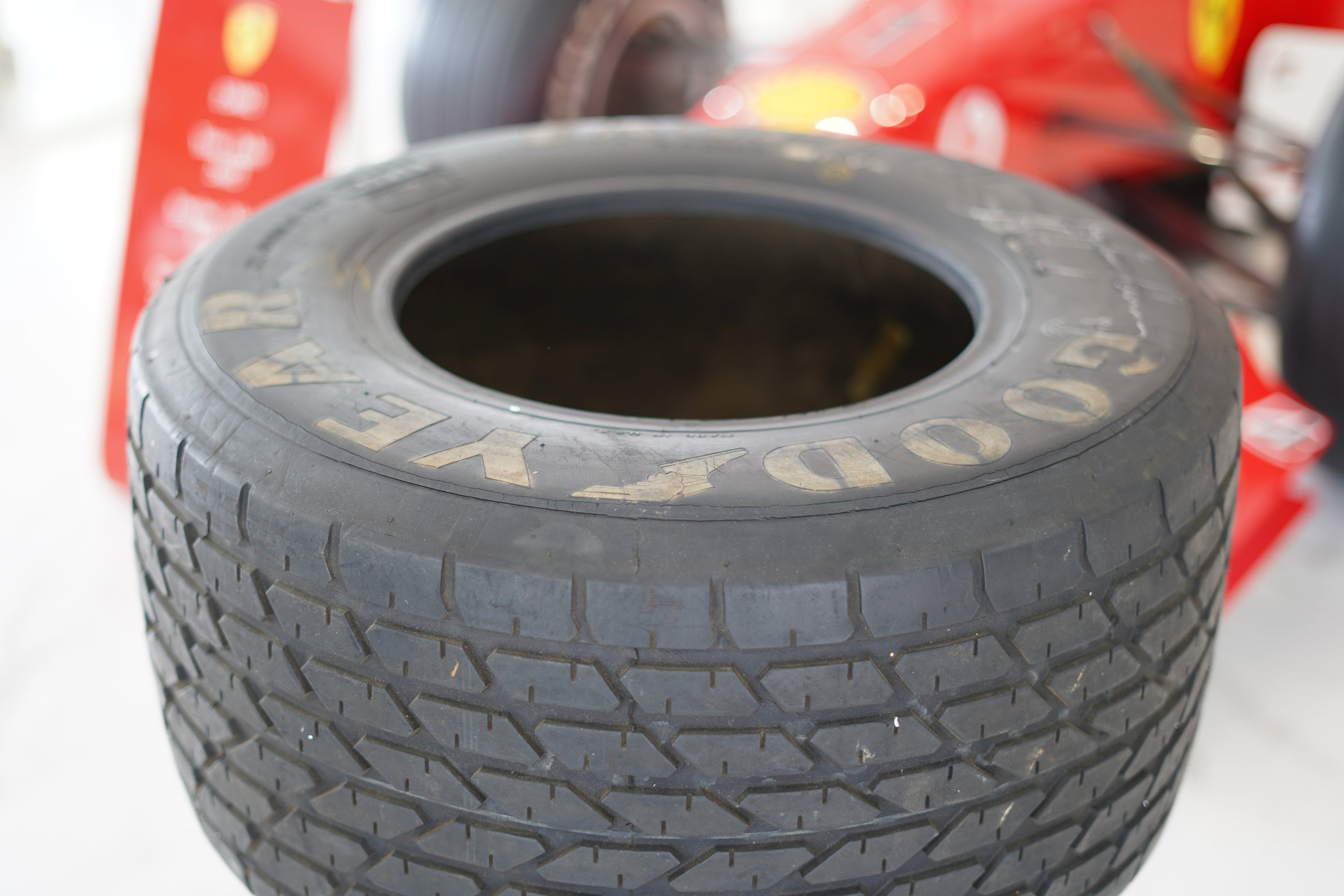 1991 Ayrton Senna MP4/6 front tire table signed