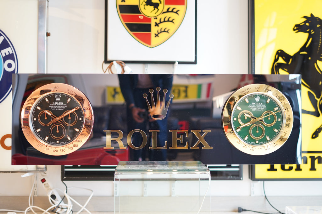 Rolex 2-Clock Reflective Illuminated Sign - Formula 1 Memorabilia