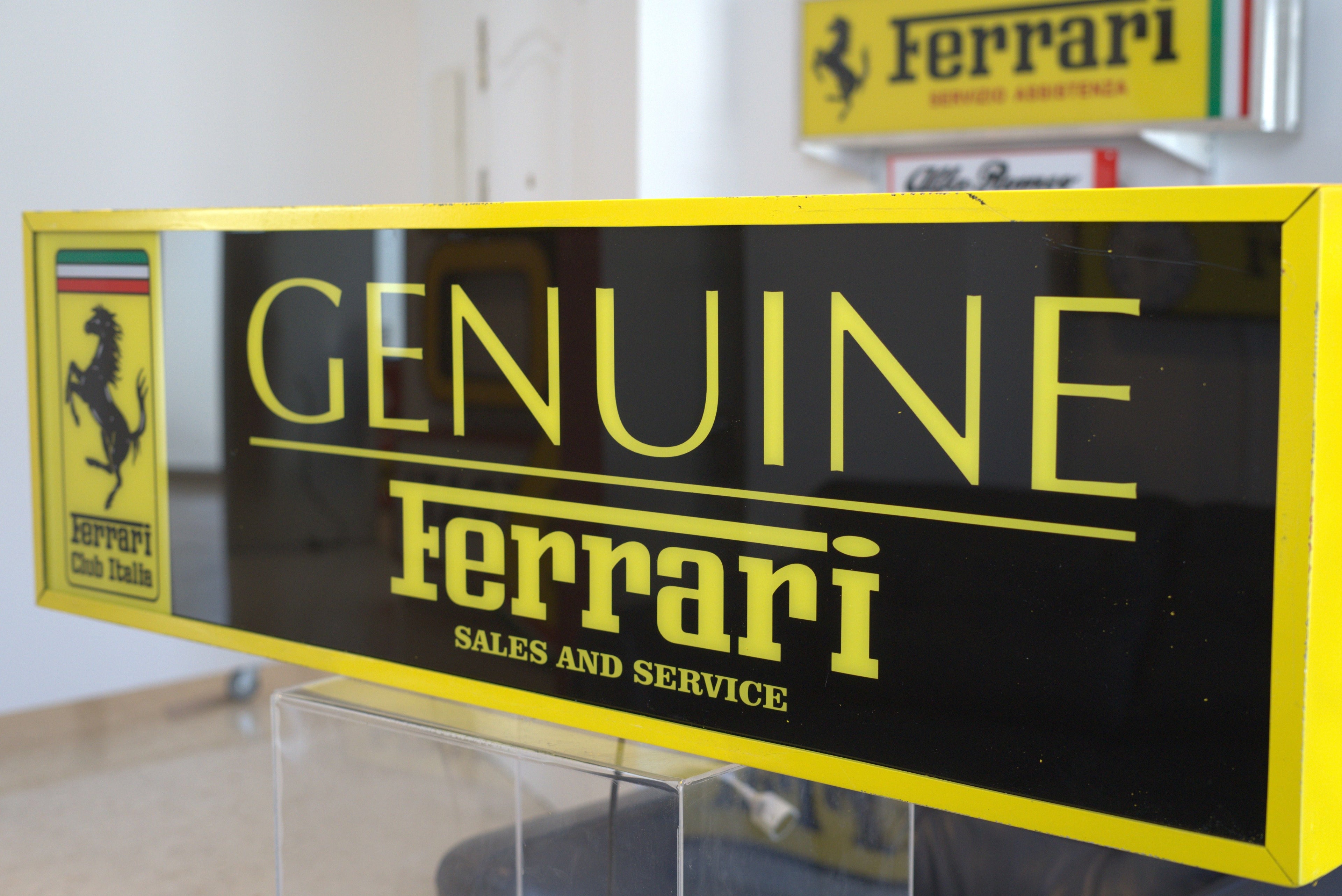 1990s Ferrari Genuine Sales & Services illuminated sign