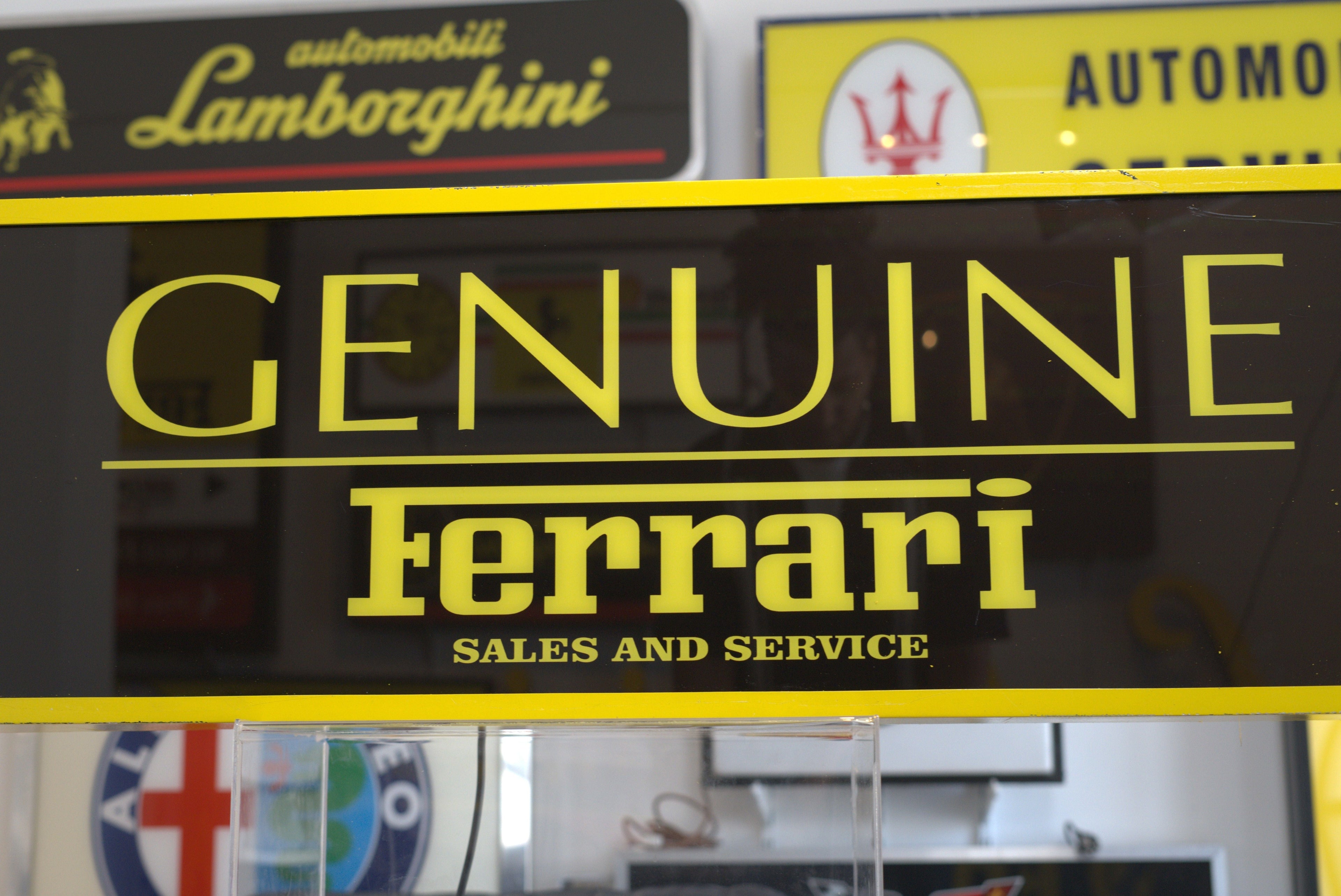 1990s Ferrari Genuine Sales & Services illuminated sign